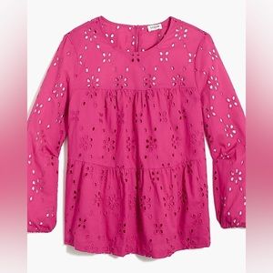 J Crew *sold out* Eyelet tiered popover top, XS